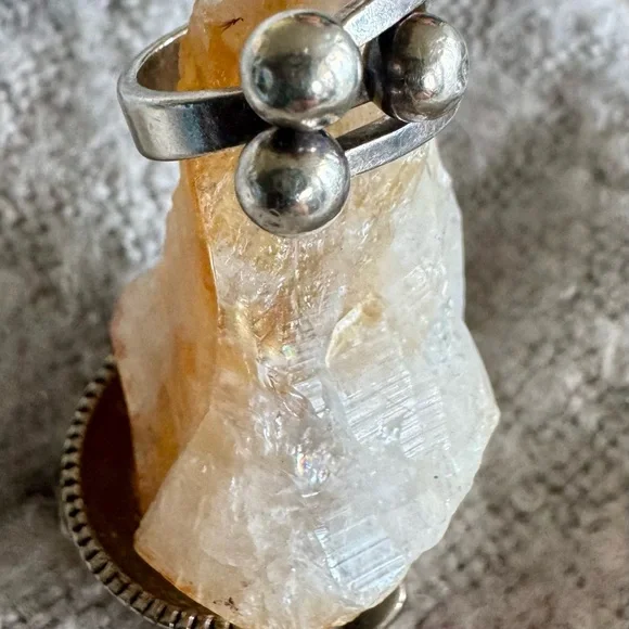 Vintage Anna Greta Eker Silver Modernist ‘Jester’ Sterling Silver Ring - Picture 3 of 15